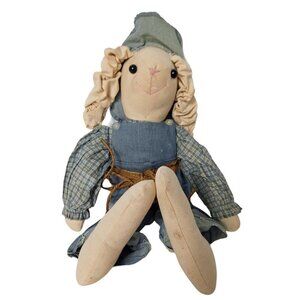 Handmade Easter Bunny Rabbit Plush Spring Overalls Stuffed Doll 18"